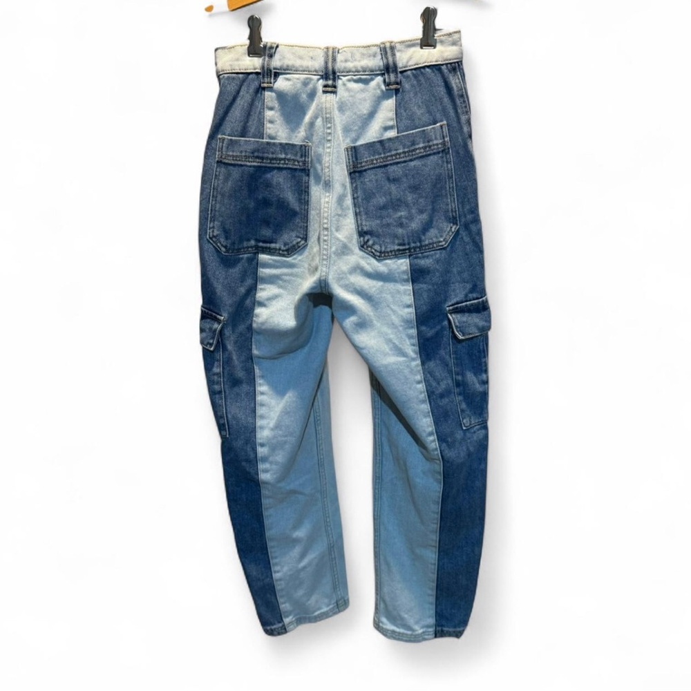 PacSun blue straight leg cargo jeans - patch work style #cargojeans #twotone - Picture 3 of 5